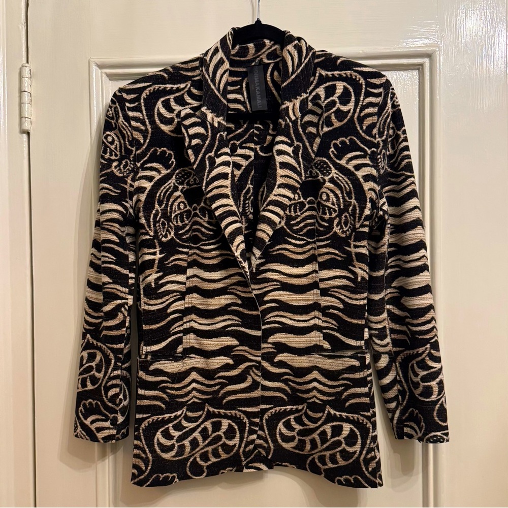 Rare NORMA KAMALI Warrior Print Blazer S/36